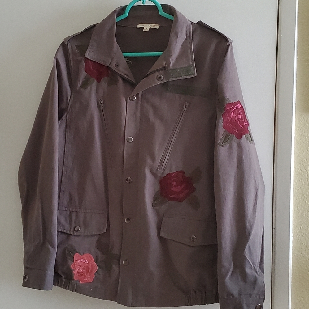Rose patch military jacket